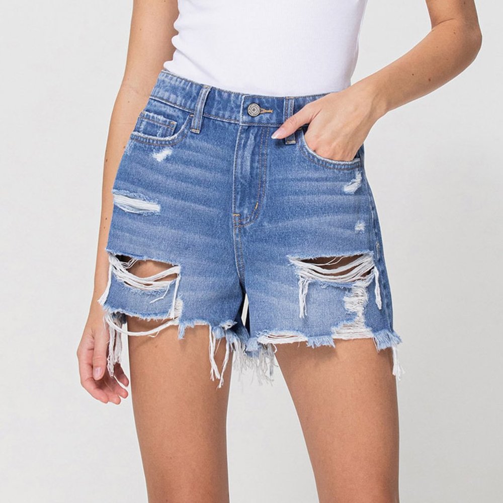 *NEW* Vervet by Flying Monkey Distressed Super High-Rise Shorts